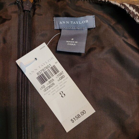 Ann Taylor Zebra Sheath Dress 8 Pleated Neck Cotton Wool Silk Blend NWT - Picture 4 of 8